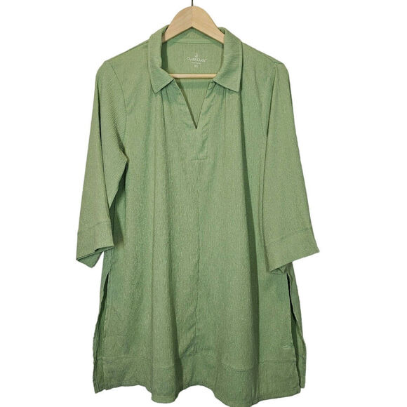 Cuddl Duds Crepe Knit Caftan‎ Tunic Top Quiet Green Cozy Loungewear Size XS - Picture 8 of 8